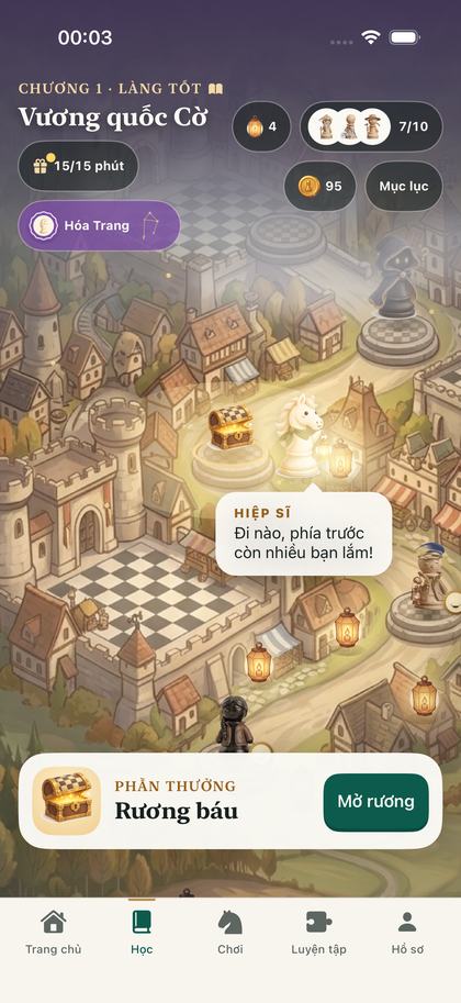 The kingdom map in Chess Coach Kingdom on iPhone